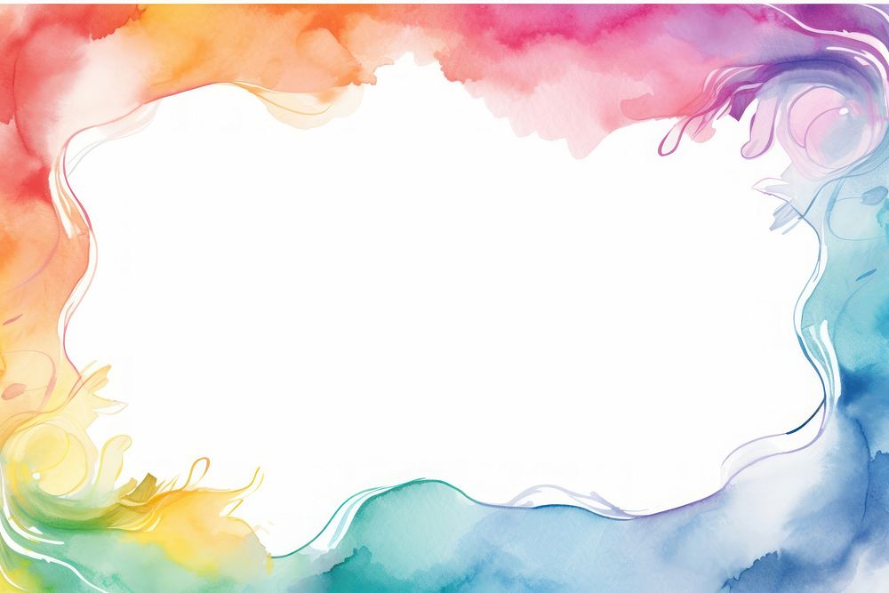 Rainbow watercolor border painting frame backgrounds.