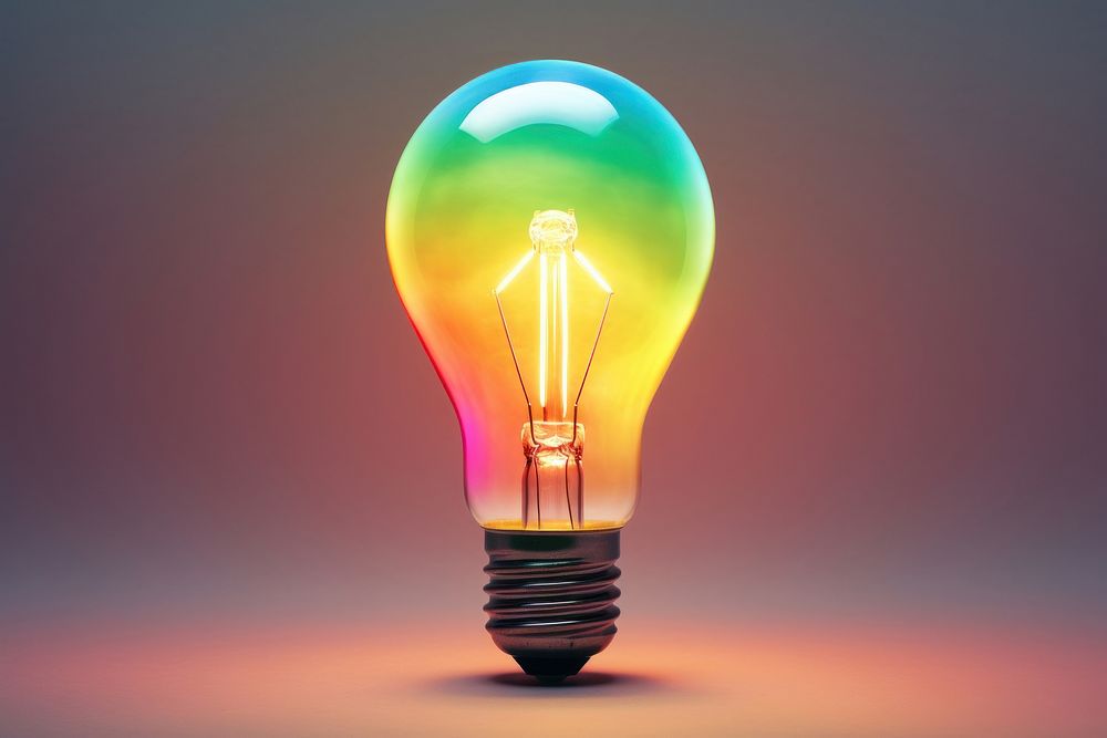 Rainbow Light bulb lightbulb innovation electricity.