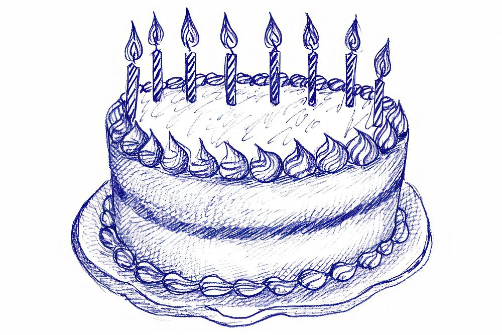 Cake birthday dessert drawing.