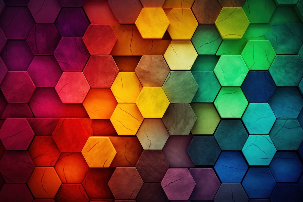 Colored hexagon texture background backgrounds pattern accessories. AI generated Image by rawpixel.