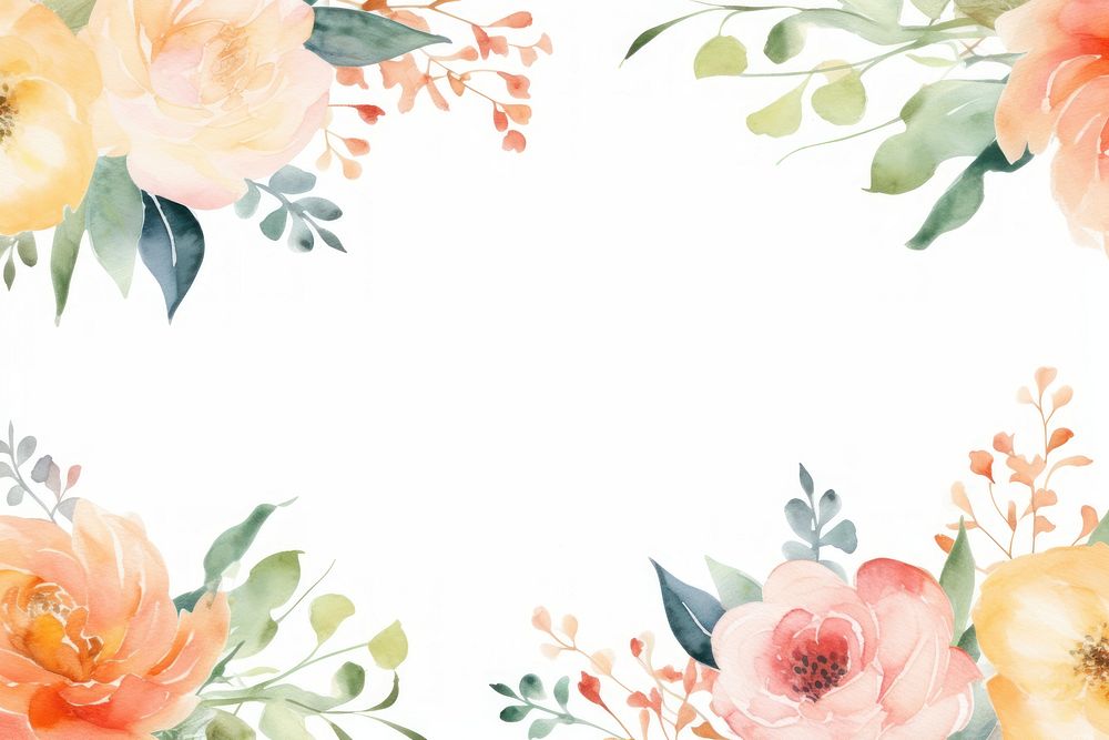 Watercolor painting border pattern flower nature.