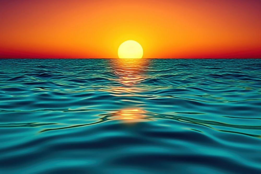 Sun rising over the ocean sunlight outdoors horizon.
