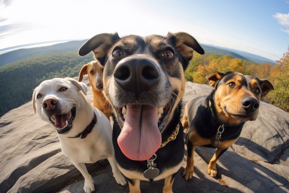 Selfie dog outdoors mammal animal.