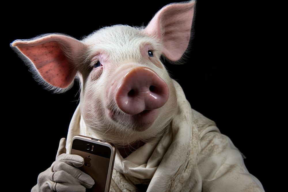 Selfie pig animal mammal photo.