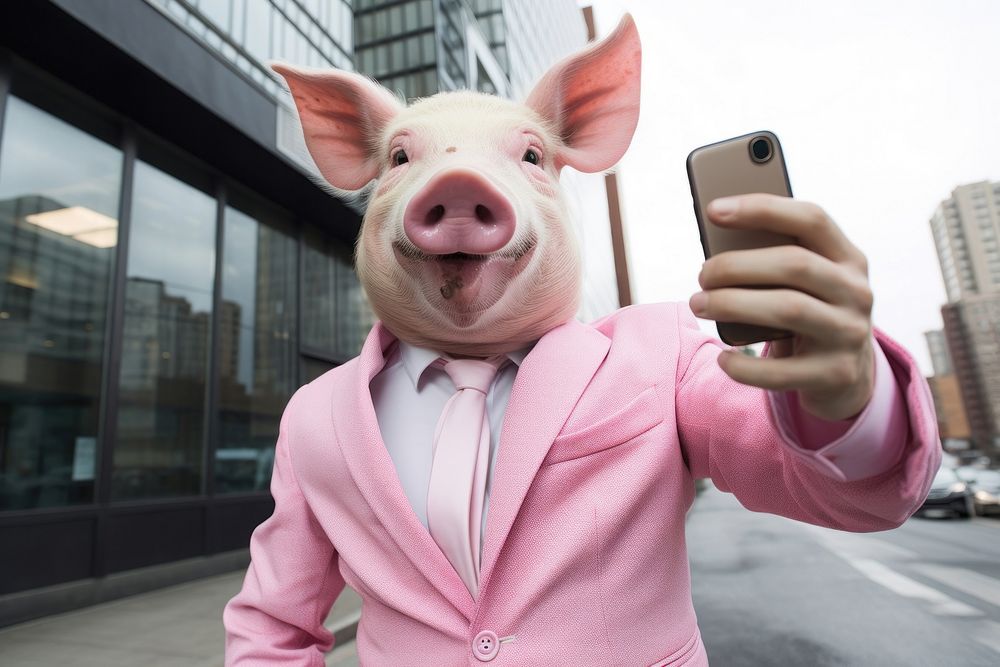 Selfie pig animal mammal selfie.