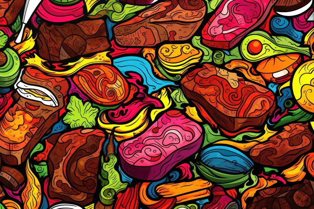 Steak backgrounds pattern doodle.