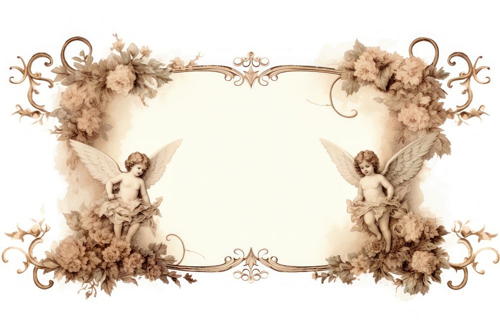 Angels frame paper white background. AI generated Image by rawpixel.