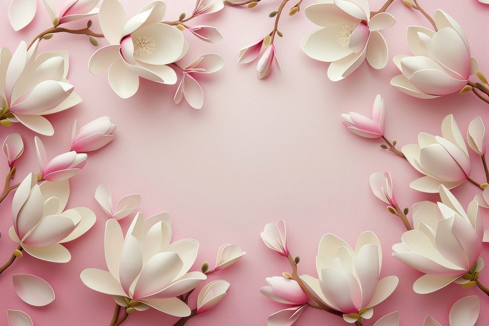 Magnolia flowers frame backgrounds blossom petal.