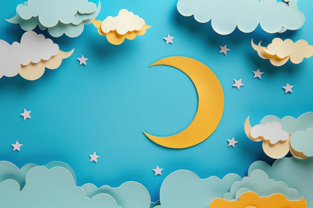 Moon and cloud frame backgrounds space paper.