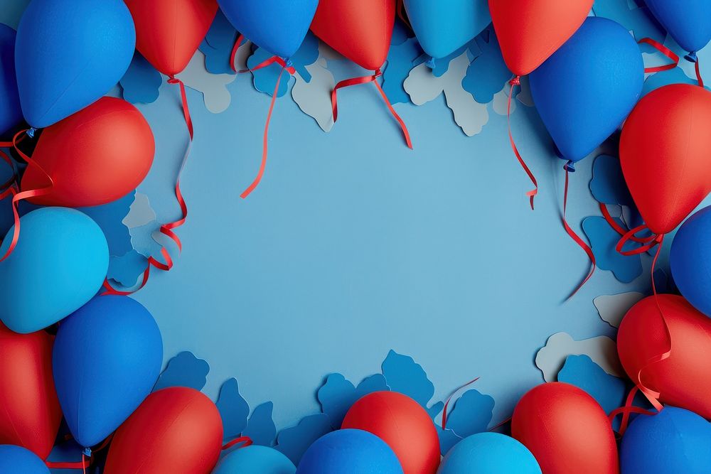 Balloons red and blue frame backgrounds celebration anniversary.