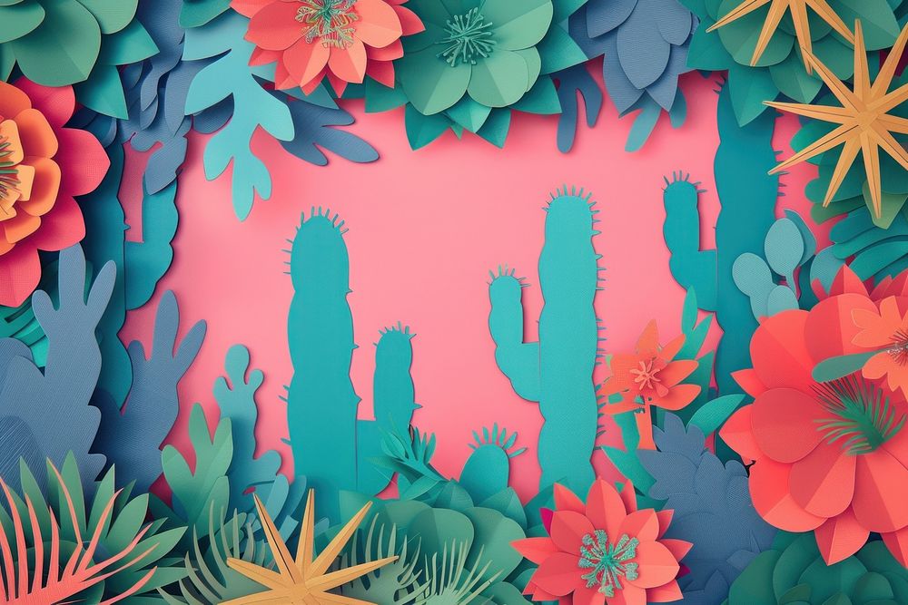 Cactuses frame art backgrounds painting.