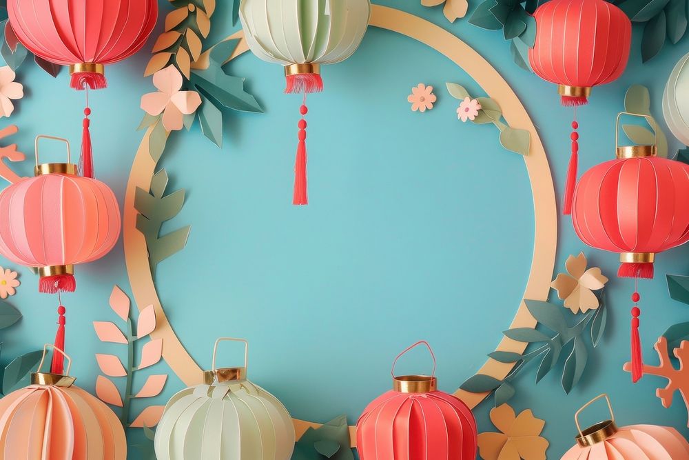 Chinese lanterns frame art backgrounds craft.