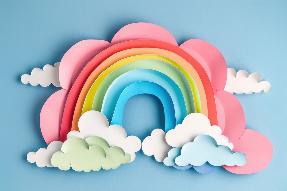 Clouds and rainbow frame art creativity idyllic.