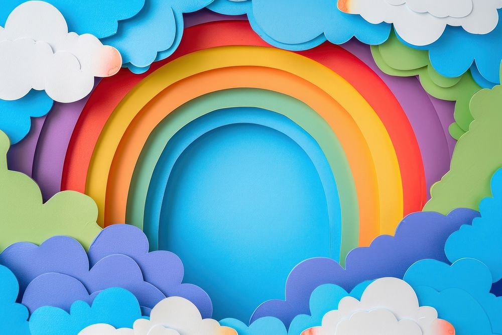 Clouds and rainbow frame backgrounds pattern art.