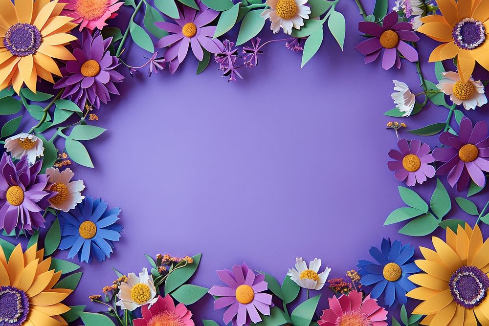 Daisy flowers frame backgrounds pattern purple.