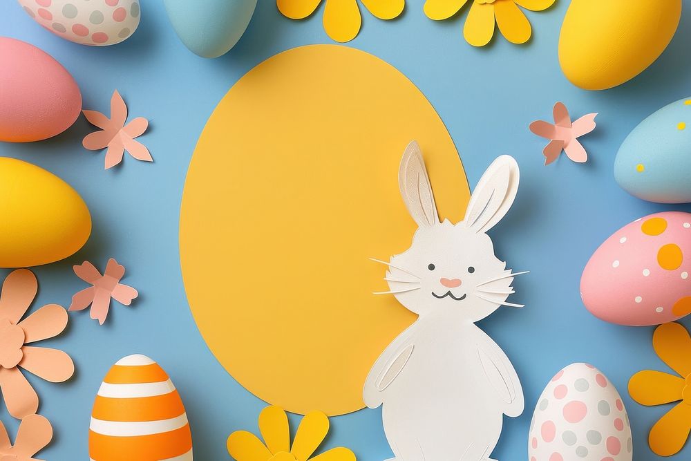 Easter eggs and bunny frame representation celebration creativity.