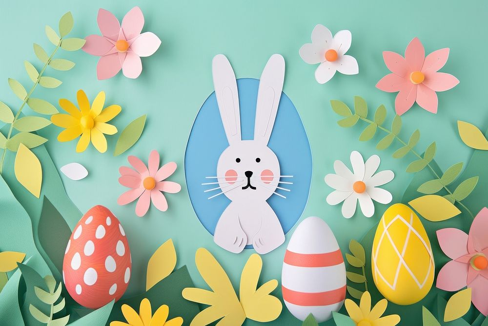 Easter eggs and bunny frame art representation celebration.