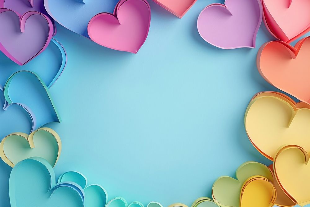 Hearts in rainbow color frame backgrounds celebration creativity.