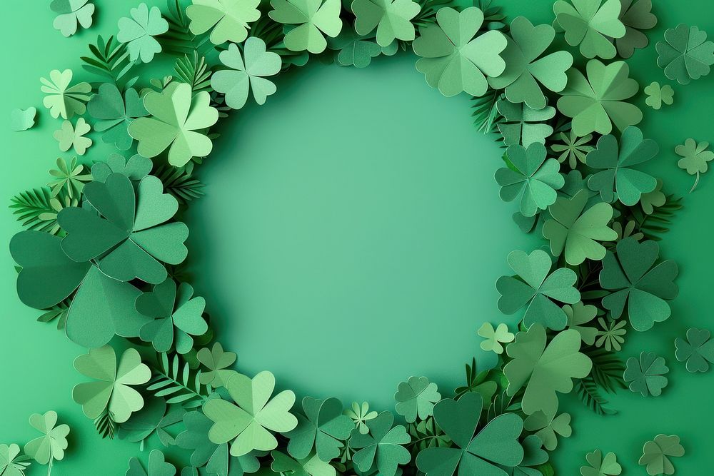 Lucky clovers frame green backgrounds plant.