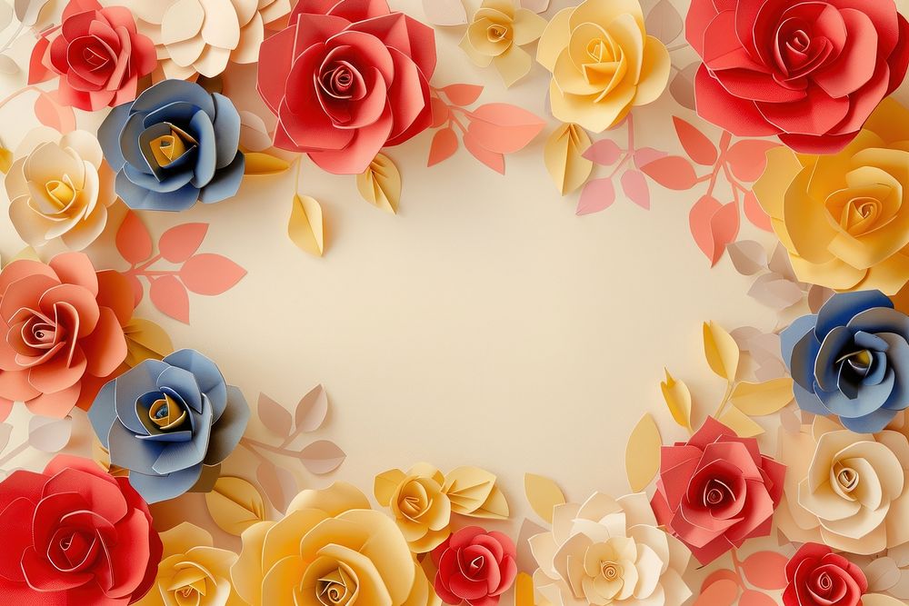 Roses flower frame art backgrounds pattern.