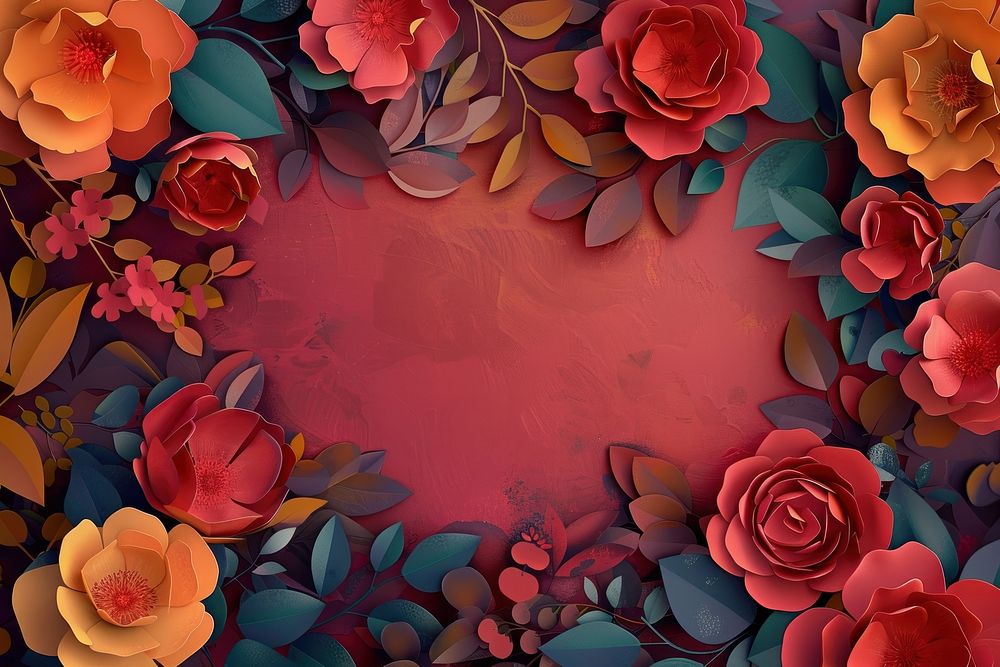 Roses flower frame backgrounds painting pattern.