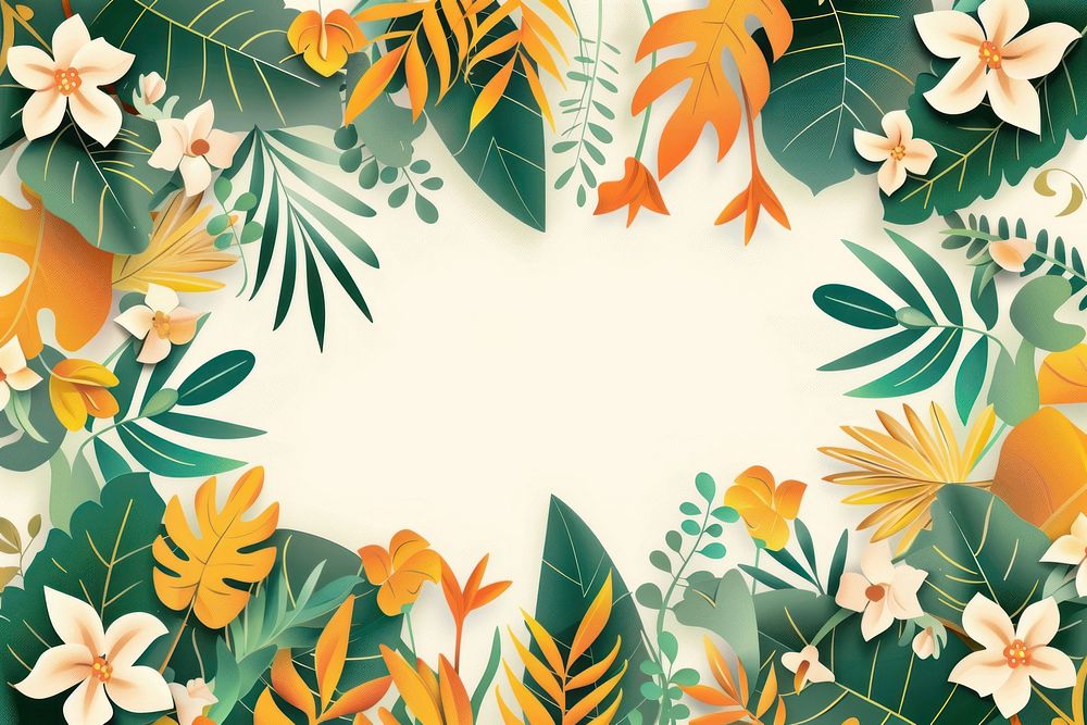 Tropical leaves frame backgrounds pattern nature.