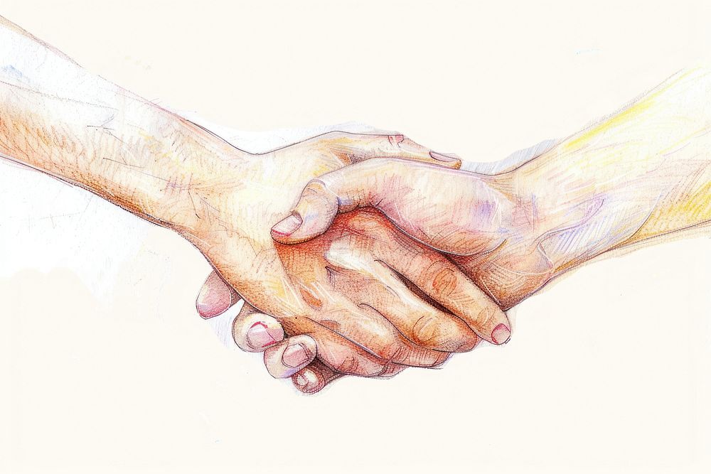 Holding hands drawing sketch togetherness.