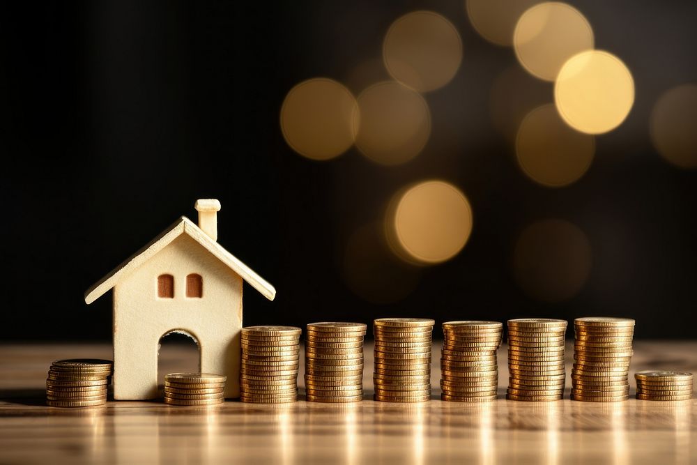 Real estate coin money house. Free Photo rawpixel