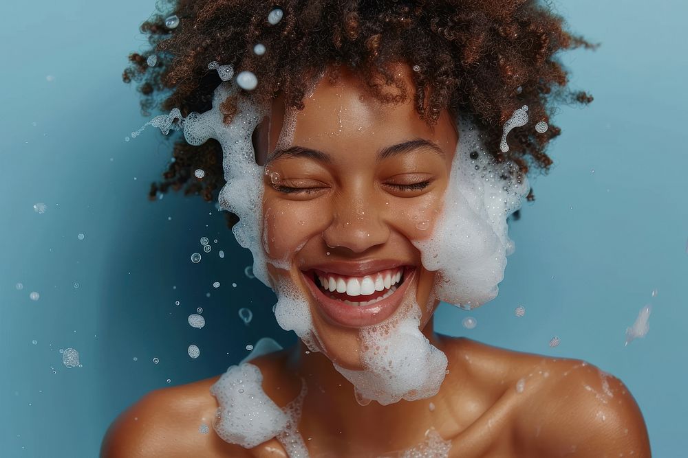 Healthy skin smile cheerful washing.