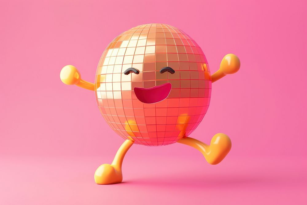 Disco ball character cartoon toy representation.