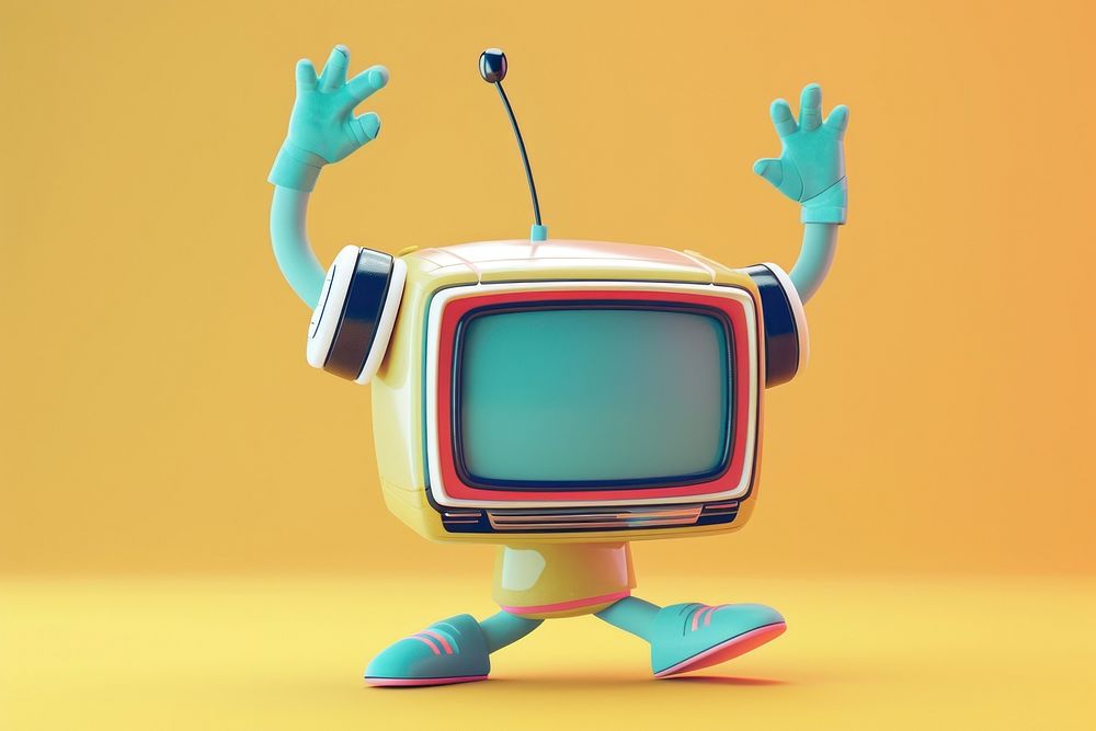 Retro tv character television cartoon screen.
