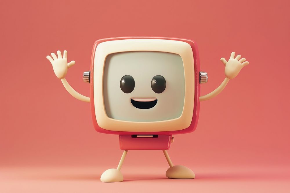 Retro tv character cartoon screen anthropomorphic.