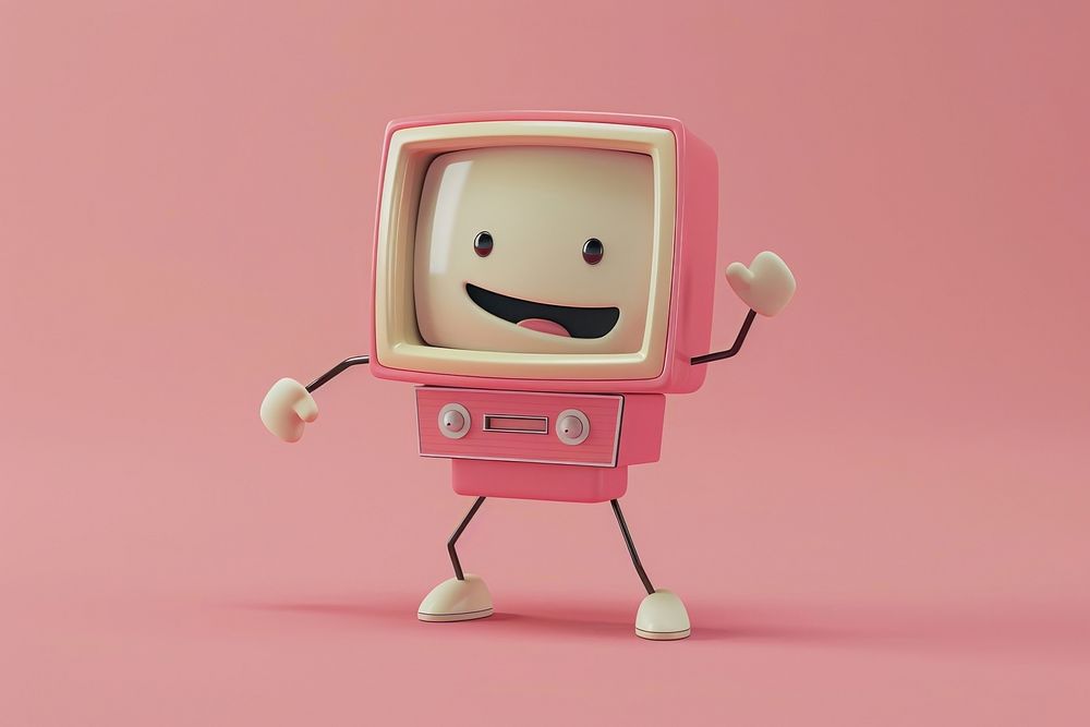 Retro tv character cartoon representation electronics.