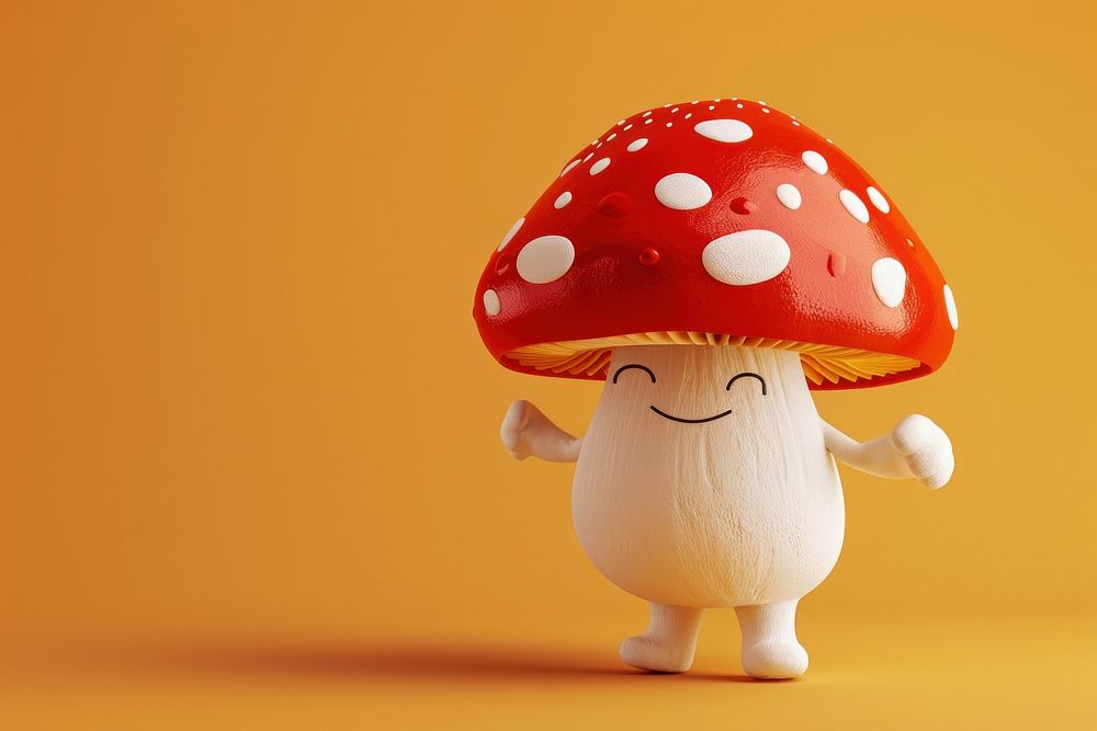 3d mushroom character cartoon fungus agaric.