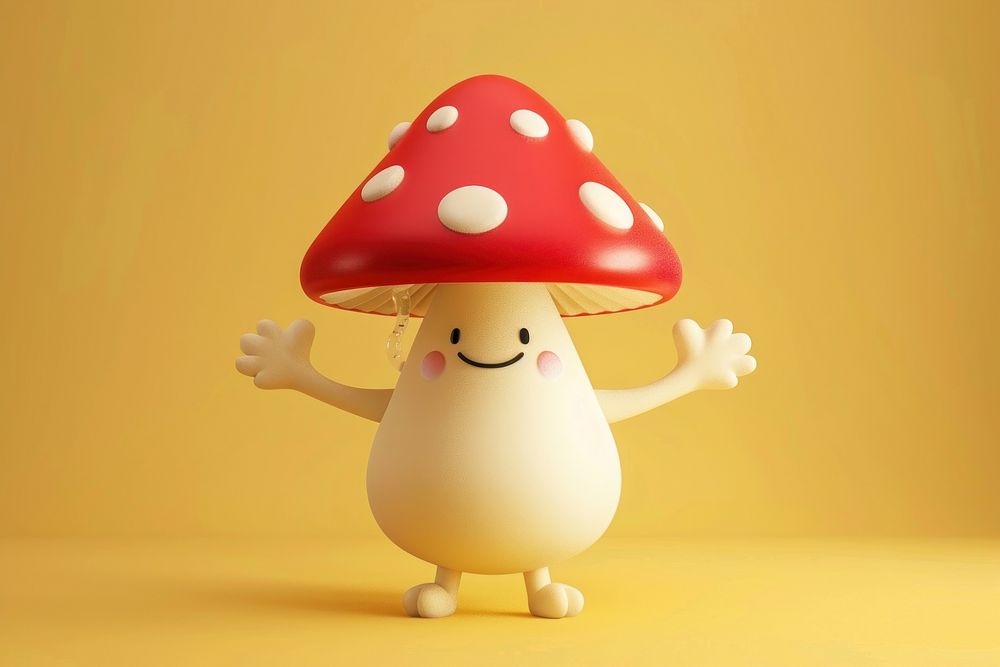 3d mushroom character cartoon fungus nature.