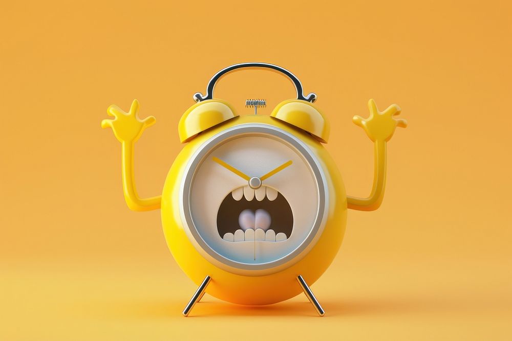 3d alarm clock character cartoon representation technology.