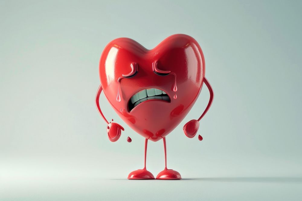 3d broken heart character cartoon representation balloon.