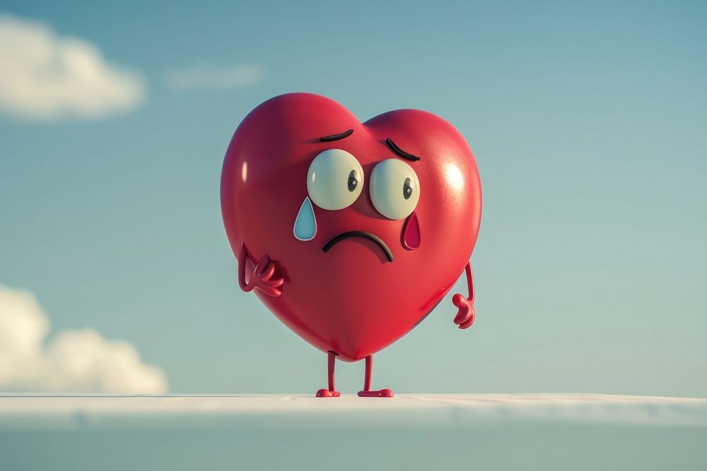 3d broken heart character balloon cartoon representation.