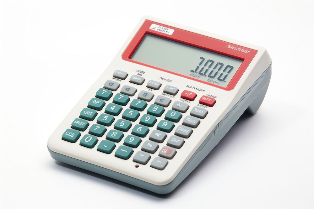 Calculator white background mathematics electronics.