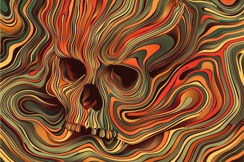 Skull art pattern line.