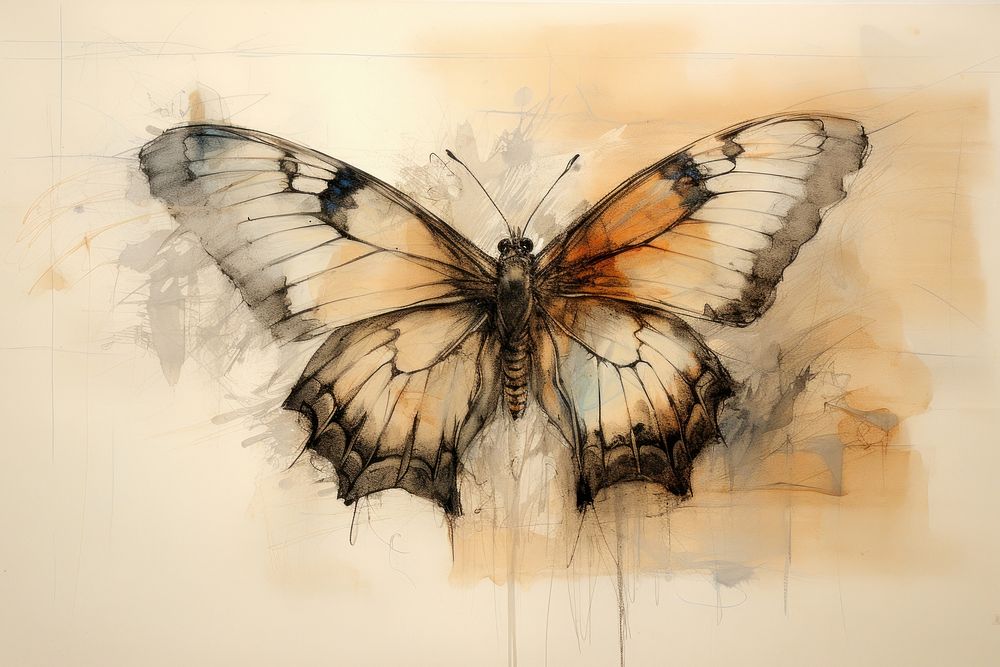 Butterfly drawing sketch painting.
