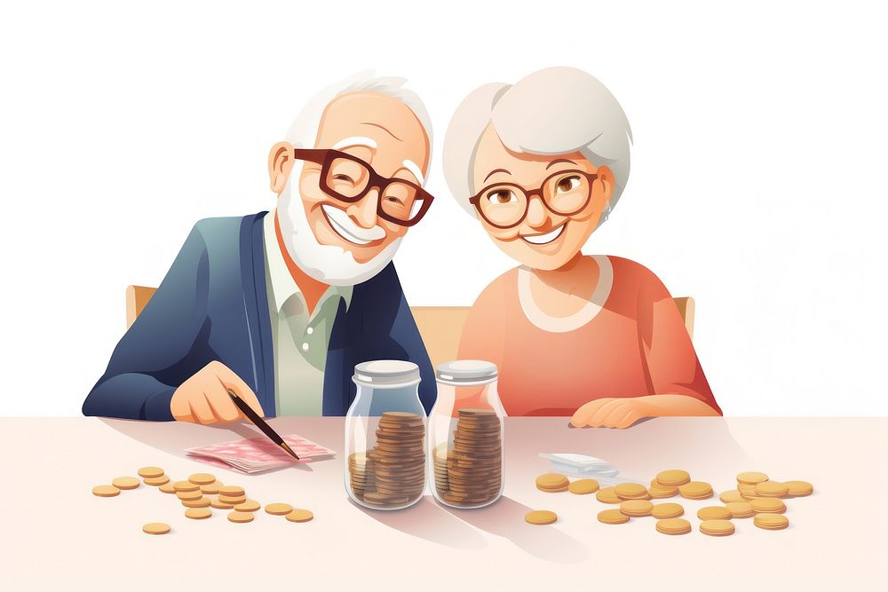 Elderly couples are managing finances at home money adult togetherness.