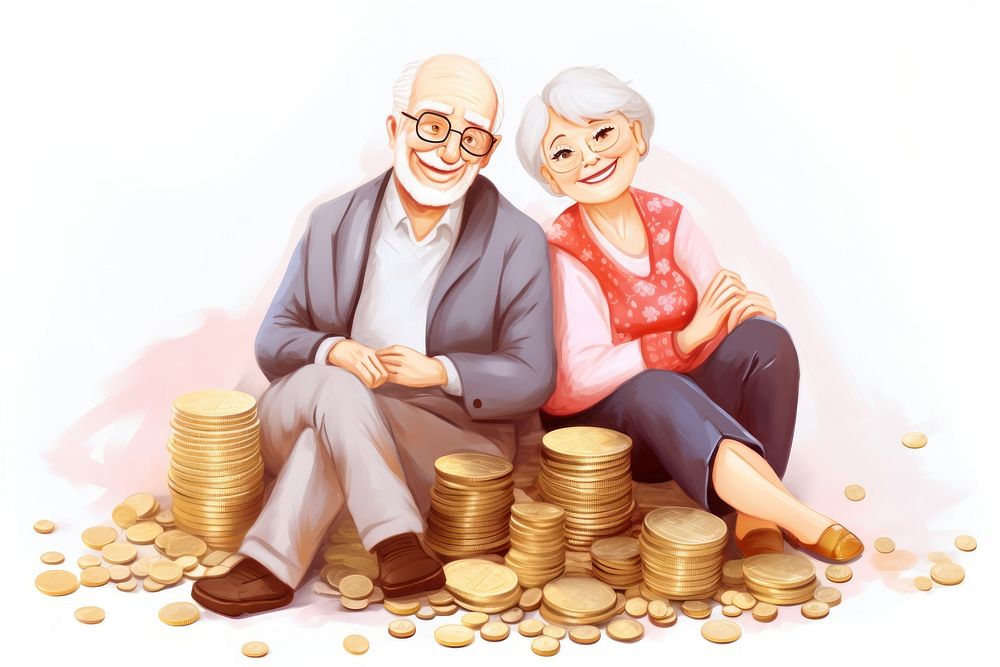 Elderly couples are managing finances at home adult money coin.
