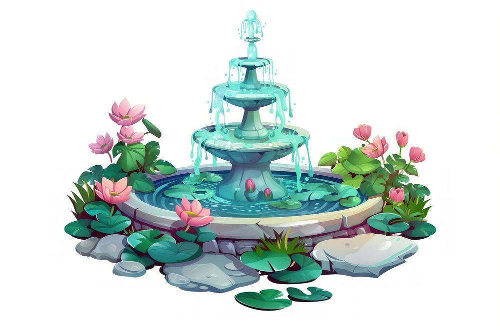 Fountain cartoon flower plant.