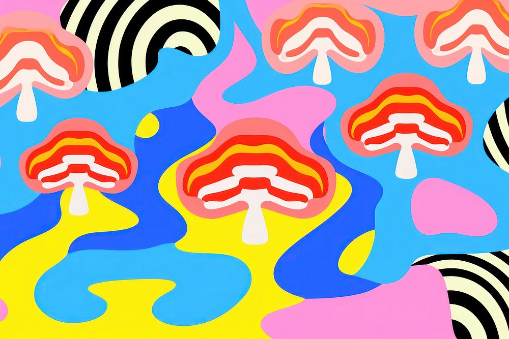 Mushroom pattern abstract painting.