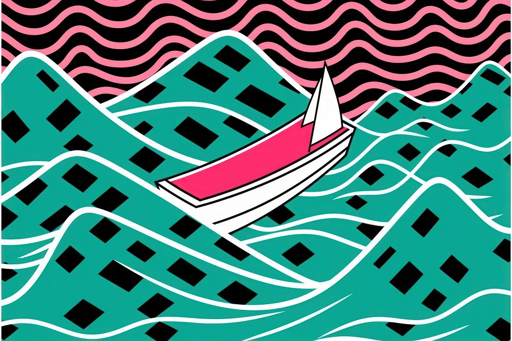 Wave of boat pattern art watercraft.