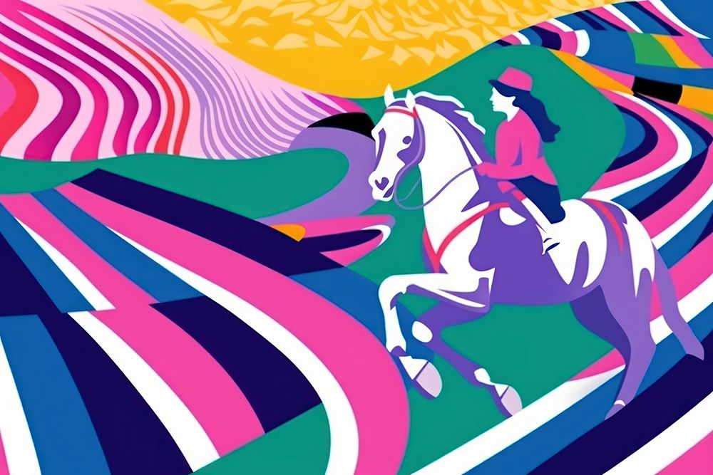 Wave of horse riding competition art abstract pattern.