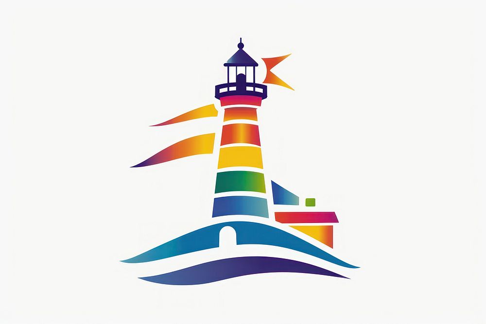 Rainbow lighthouse architecture building tower.