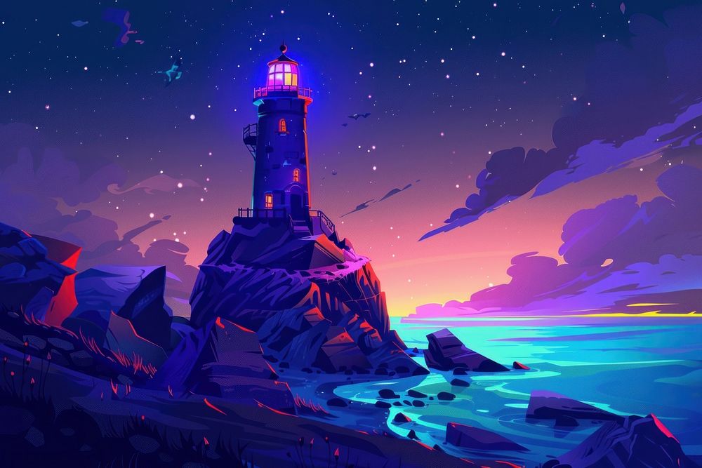 Lighthouse lighthouse night sea.