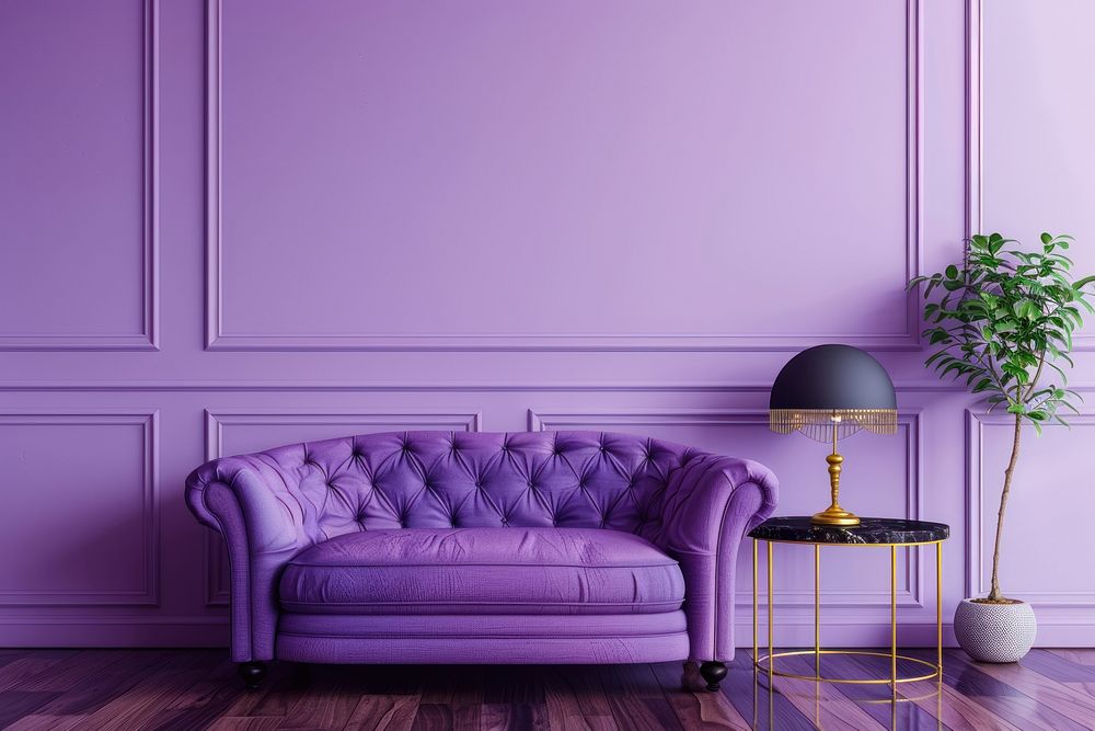 Luxury modern interior purple room architecture.